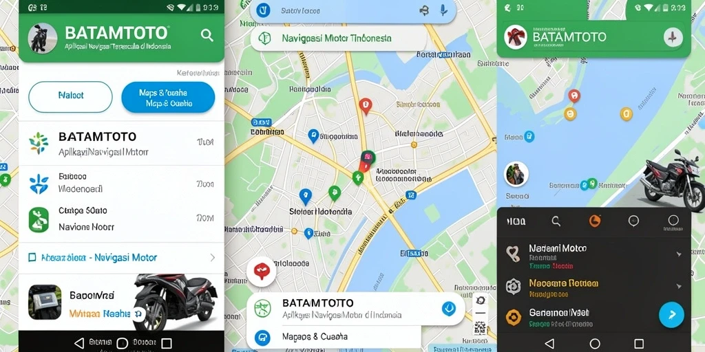 Tampilan antarmuka pengoperasian aplikasi navigasi motor yang intuitif.