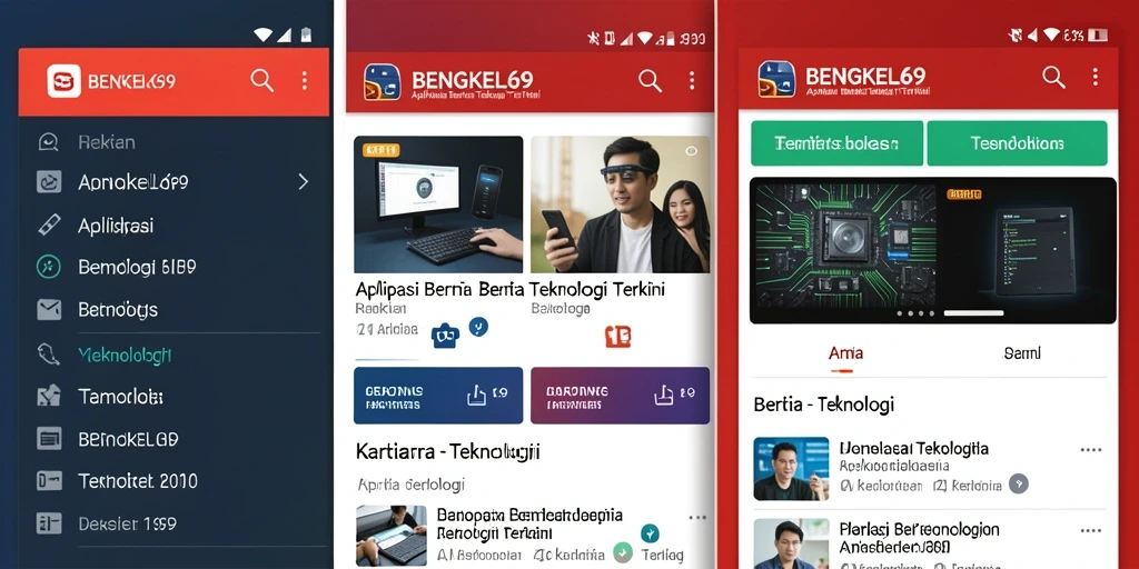 Antarmuka aplikasi BENGKEL69 dengan berita teknologi terbaru.