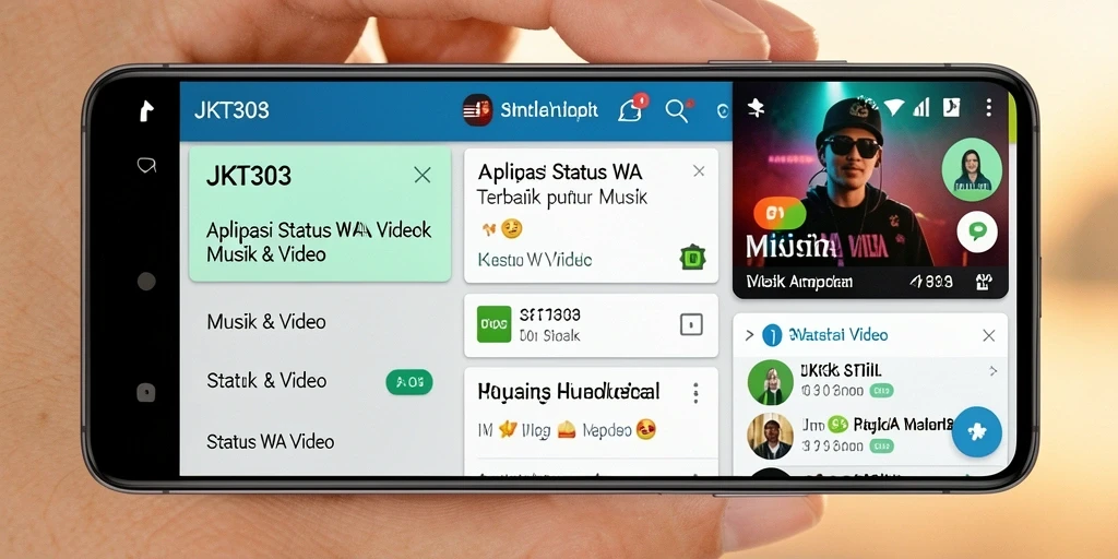 Antarmuka JKT303 yang menarik untuk aplikasi Status WA Video.