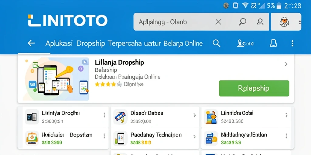 Antarmuka aplikasi LINITOTO yang memudahkan berbelanja Dropship.