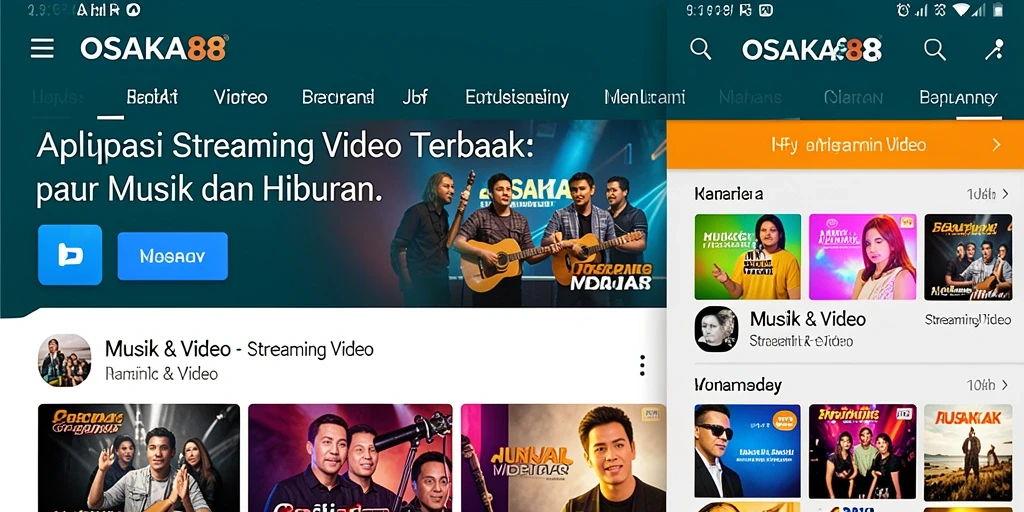 Antarmuka OSAKA88 menampilkan berbagai pilihan video berkualitas tinggi.