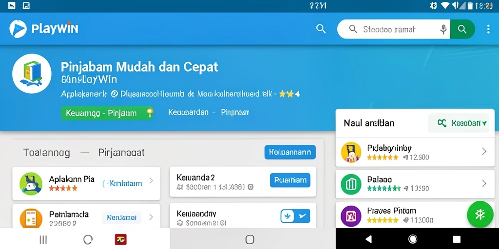 Tampilan antarmuka utama aplikasi PLAYWIN untuk pinjaman.