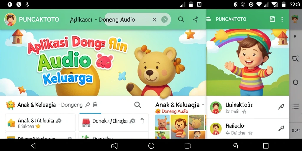 Antarmuka PUNCAKTOTO yang menarik dan mudah digunakan untuk mendengarkan dongeng.