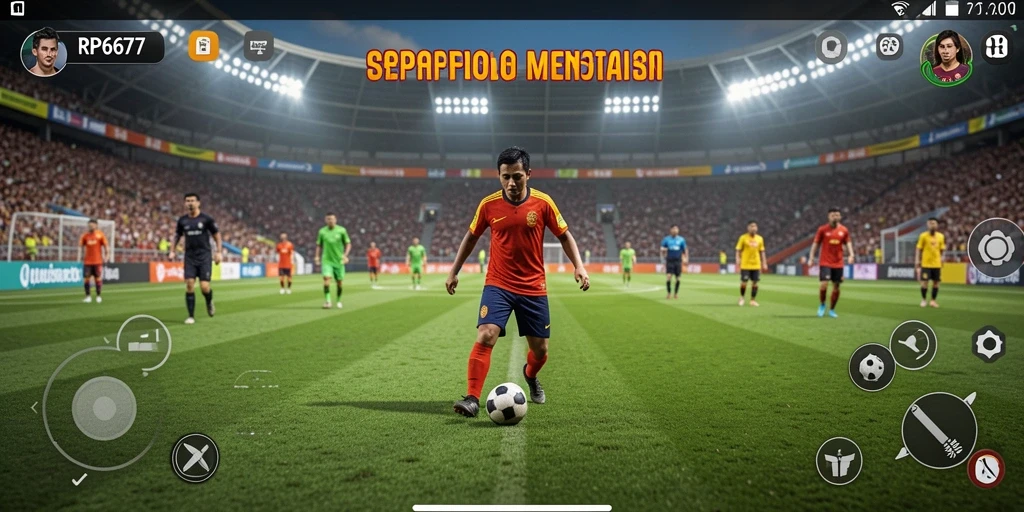 Tampilan antarmuka permainan Sepak Bola yang modern dan interaktif.