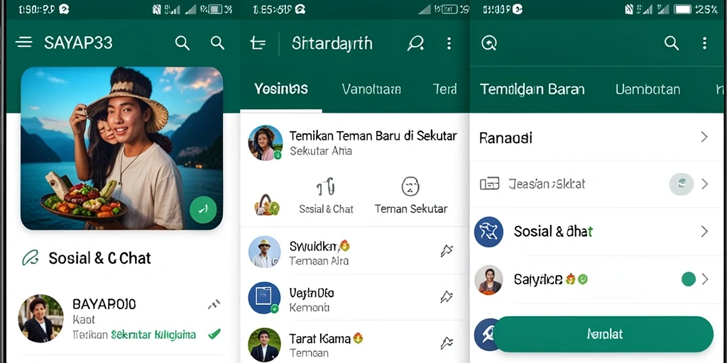 Tampilan antarmuka SAYAP33 untuk menemukan teman sekitar.