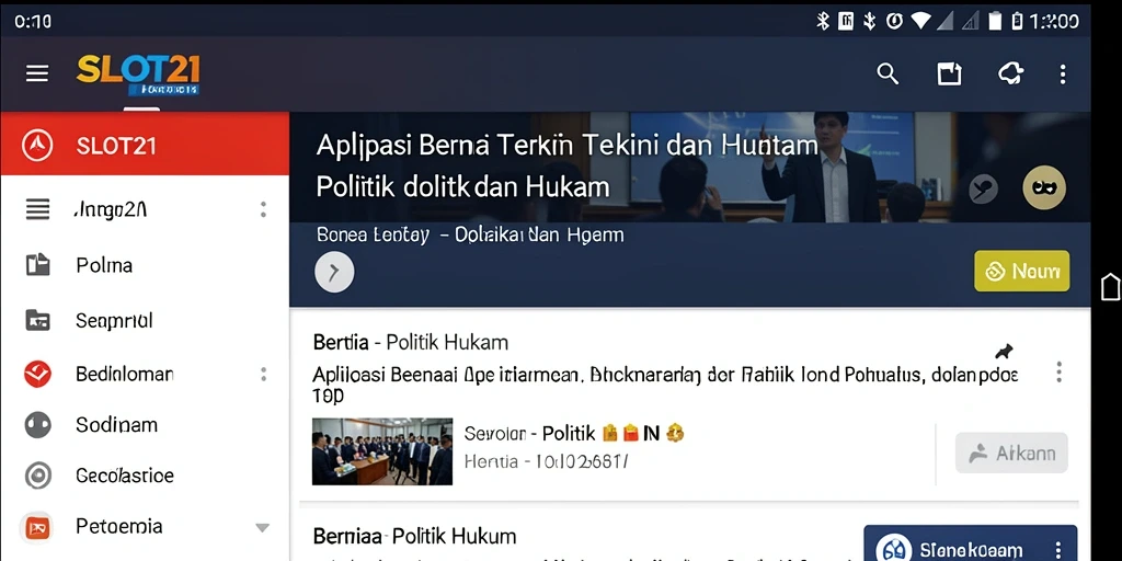 Antarmuka SLOT21 menampilkan berita Politik Hukum terkini dengan mudah.